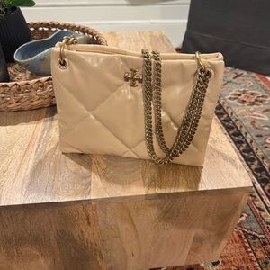 Tory Burch Kira Cream Quilted Shoulder Bag